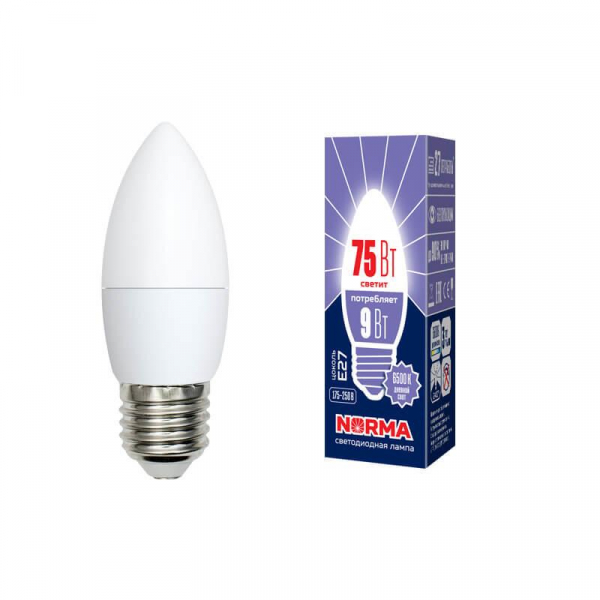 Лампа светодиодная E27 9W 6500K матовая LED-C37-9W/DW/E27/FR/NR UL-00003805 Лампа светодиодная E27 9W 6500K матовая LED-C37-9W/DW/E27/FR/NR UL-00003805
