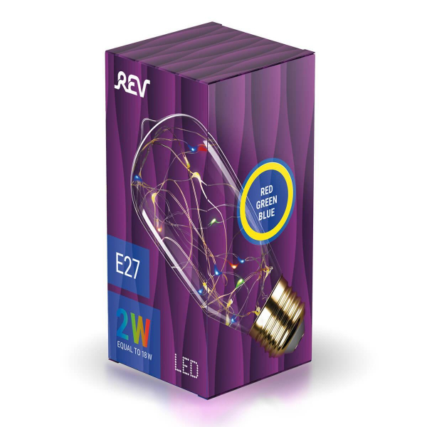 Лампа светодиодная REV VINTAGE RGB Starry ST64 E27 DECO Premium груша 32447 8 Лампа светодиодная REV VINTAGE RGB Starry ST64 E27 DECO Premium груша 32447 8
