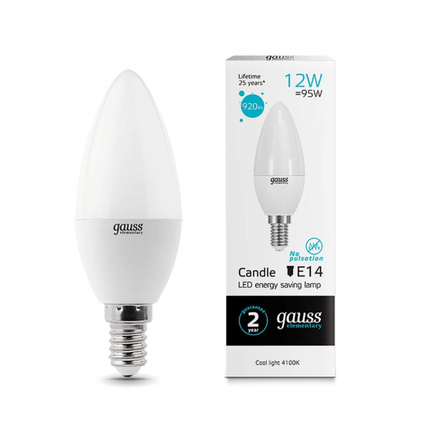 Лампа светодиодная Gauss E14 12W 4100K матовая 33122 Лампа светодиодная Gauss E14 12W 4100K матовая 33122