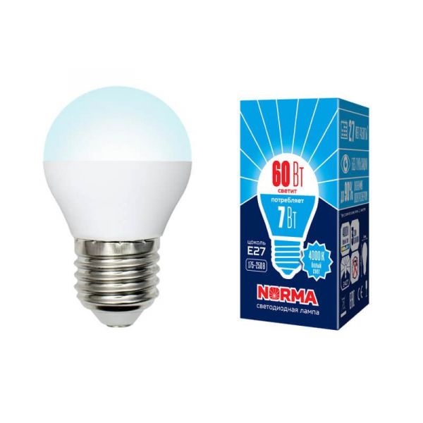 Лампа светодиодная E27 7W 4000K матовая LED-G45-7W/NW/E27/FR/NR UL-00003822 Лампа светодиодная E27 7W 4000K матовая LED-G45-7W/NW/E27/FR/NR UL-00003822
