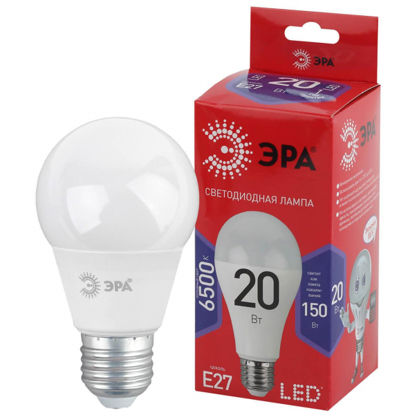 Лампа светодиодная ЭРА E27 20W 6500K матовая A65-20W-865-E27 R Б0045326 Лампа светодиодная ЭРА E27 20W 6500K матовая A65-20W-865-E27 R Б0045326