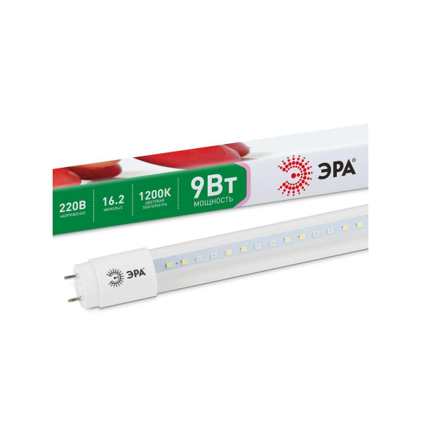 Лампа светодиодная для растений ЭРА G13 9W 1200K прозрачная Fito-9W-Ra90-Т8-G13-NL Б0042988 Лампа светодиодная для растений ЭРА G13 9W 1200K прозрачная Fito-9W-Ra90-Т8-G13-NL Б0042988