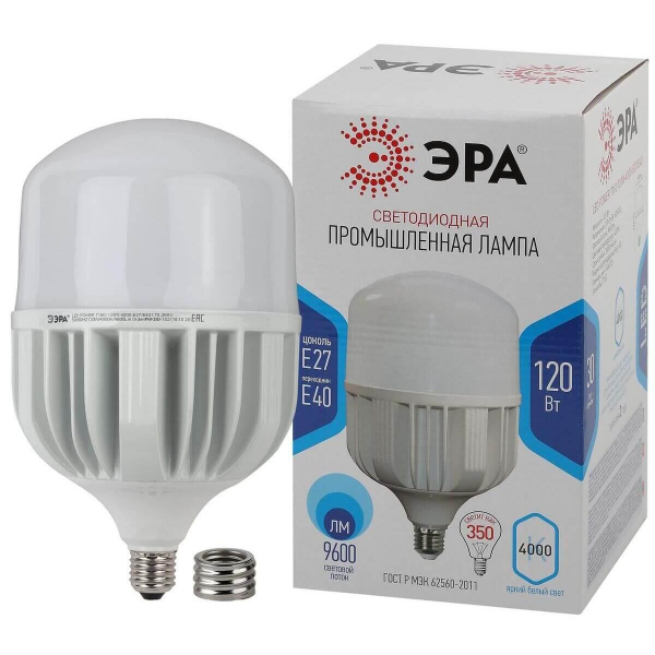 Лампа светодиодная сверхмощная ЭРА E27/E40 120W 4000K матовая LED POWER T160-120W-4000-E27/E40 Б0049103 Лампа светодиодная сверхмощная ЭРА E27/E40 120W 4000K матовая LED POWER T160-120W-4000-E27/E40 Б0049103