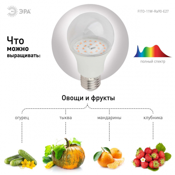 Лампа светодиодная для растений ЭРА E27 11W 2150K прозрачная FITO-11W-Ra90-E27 Б0039172 Лампа светодиодная для растений ЭРА E27 11W 2150K прозрачная FITO-11W-Ra90-E27 Б0039172