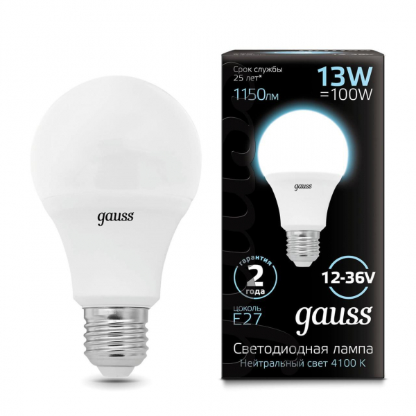 Лампа светодиодная Gauss E27 13W 4100K матовая 202502213 Лампа светодиодная Gauss E27 13W 4100K матовая 202502213