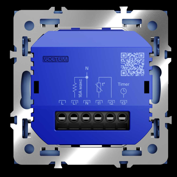 Терморегулятор электронный S70 с индикацией и датчиком, для теплого пола, (деним) Voltum VLS070115