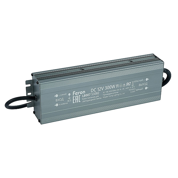 Трансформатор электронный для светодиодной ленты 300W 12V IP67 (драйвер), LB007 Feron 53082