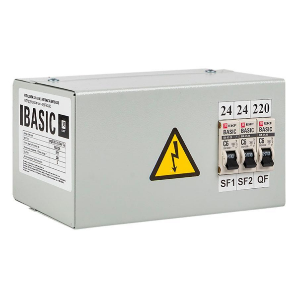 Ящик с понижающим трансформатором ЯТП 0,25кВА 220/24В (3 автомата) EKF Basic yatp0,25-220/24v-3a Ящик с понижающим трансформатором ЯТП 0,25кВА 220/24В (3 автомата) EKF Basic yatp0,25-220/24v-3a