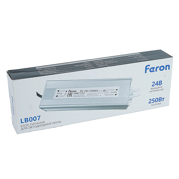 Трансформатор электронный для светодиодной ленты 250W 24V IP67 (драйвер), LB007 Feron 53083