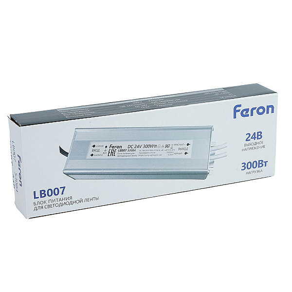 Трансформатор электронный для светодиодной ленты 300W 24V IP67 (драйвер), LB007 Feron 53084