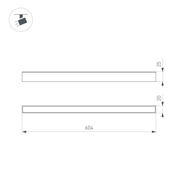 Трековый светодиодный светильник Arlight Mag-Flat-25-L600-18W Warm3000 046335 Трековый светодиодный светильник Arlight Mag-Flat-25-L600-18W Warm3000 046335
