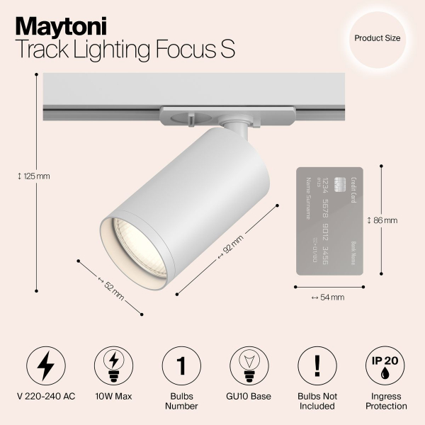 Трековый светильник Maytoni Track Lamps TR020-1-GU10-W