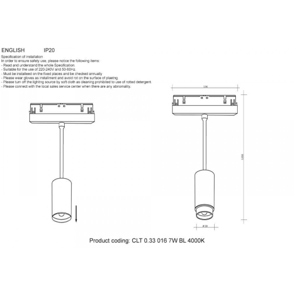 Трековый светодиодный светильник Crystal Lux Space CLT 0.33 016 7W BL 4000K Трековый светодиодный светильник Crystal Lux Space CLT 0.33 016 7W BL 4000K