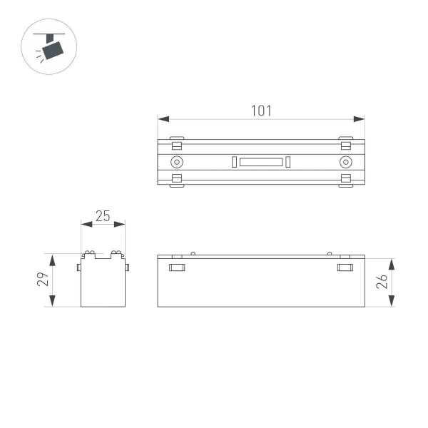 Трековый светодиодный светильник Arlight Mag-Vibe-Laser-L101-6W Warm3000 044417 Трековый светодиодный светильник Arlight Mag-Vibe-Laser-L101-6W Warm3000 044417