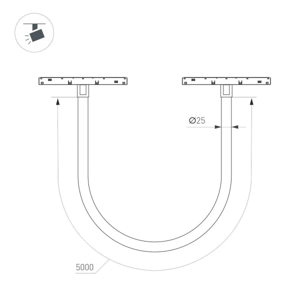Трековый светодиодный светильник Arlight Mag-Orient-Tube-Elastic-R25-L5000-70W Day4000 044338 Трековый светодиодный светильник Arlight Mag-Orient-Tube-Elastic-R25-L5000-70W Day4000 044338