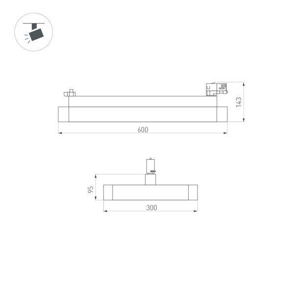Трековый светодиодный светильник Arlight LGD-Afina-4TR-S600x300-50W White6000 035494 Трековый светодиодный светильник Arlight LGD-Afina-4TR-S600x300-50W White6000 035494
