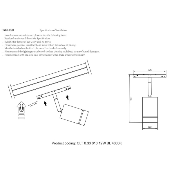 Трековый светодиодный светильник для магнитного шинопровода Crystal Lux Space CLT 0.33 010 12W BL 4000K