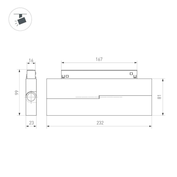 Трековый светодиодный светильник Arlight Mag-Orient-Dots-Fold-S230-12W Day4000-Mix 047139 Трековый светодиодный светильник Arlight Mag-Orient-Dots-Fold-S230-12W Day4000-Mix 047139
