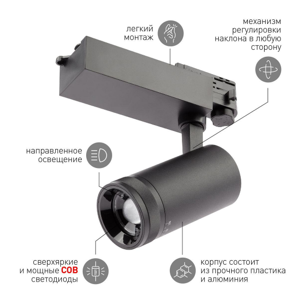 Трековый светодиодный светильник ЭРА STR-30-99-40K-B30 Б0049791 Трековый светодиодный светильник ЭРА STR-30-99-40K-B30 Б0049791