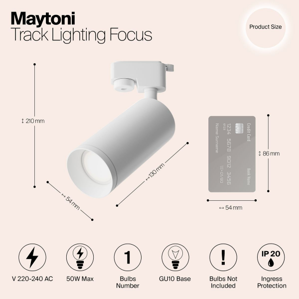 Трековый светильник Maytoni Track TR004-1-GU10-W Трековый светильник Maytoni Track TR004-1-GU10-W