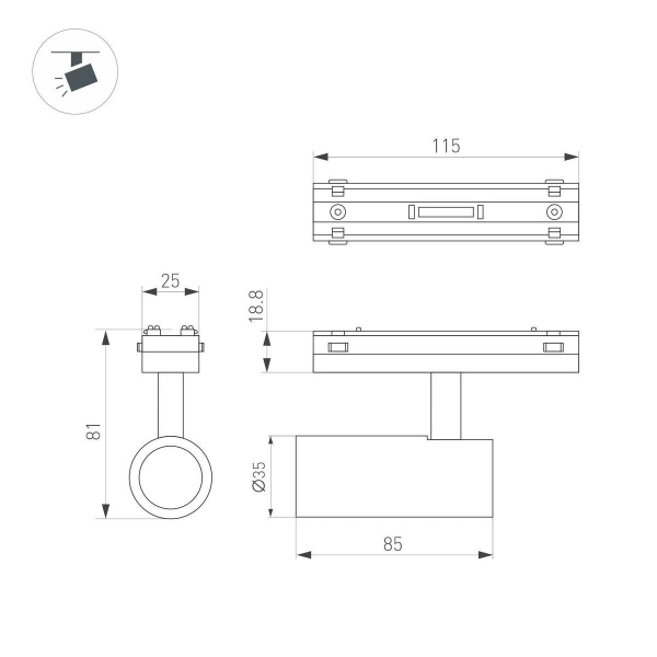 Трековый светодиодный светильник Arlight Mag-Vibe-Spot-R35-8W Warm3000 044463 Трековый светодиодный светильник Arlight Mag-Vibe-Spot-R35-8W Warm3000 044463