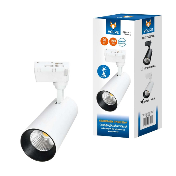 Трековый светодиодный светильник Volpe ULB-Q277 20W/4000К WHITE UL-00008048 Трековый светодиодный светильник Volpe ULB-Q277 20W/4000К WHITE UL-00008048