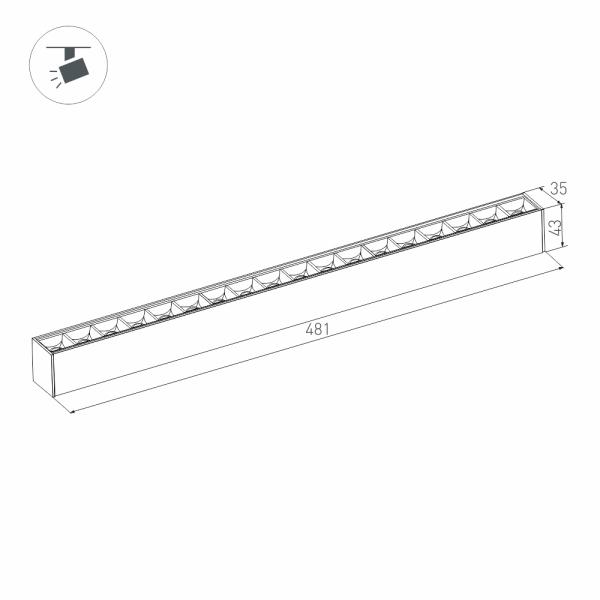 Трековый светодиодный светильник для магнитного шинопровода Arlight Mag-Laser-45-L480-27W Day4000 032649 Трековый светодиодный светильник для магнитного шинопровода Arlight Mag-Laser-45-L480-27W Day4000 032649