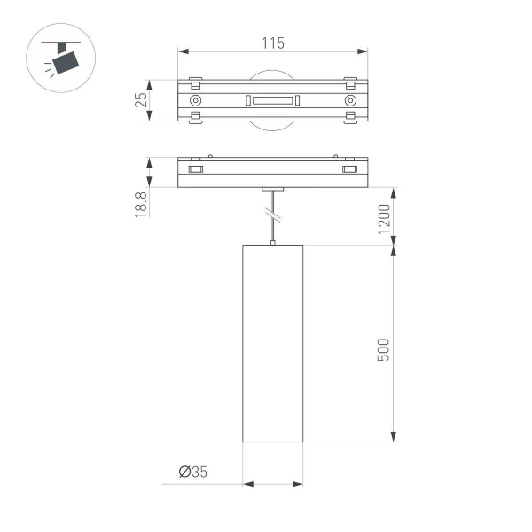 Трековый светодиодный светильник Arlight Mag-Vibe-Spot-Hang-R35-10W Day4000-Mix 045016 Трековый светодиодный светильник Arlight Mag-Vibe-Spot-Hang-R35-10W Day4000-Mix 045016