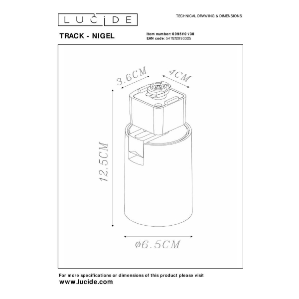 Трековый светильник Lucide NIGEL 09951/01/30 Трековый светильник Lucide NIGEL 09951/01/30