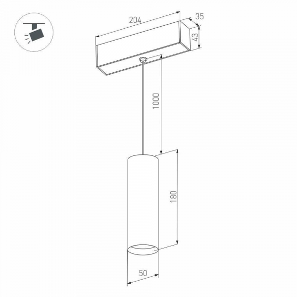 Трековый светодиодный светильник для магнитного шинопровода Arlight Mag-Spot-Hang-45-R50-7W Day4000 027008 Трековый светодиодный светильник для магнитного шинопровода Arlight Mag-Spot-Hang-45-R50-7W Day4000 027008