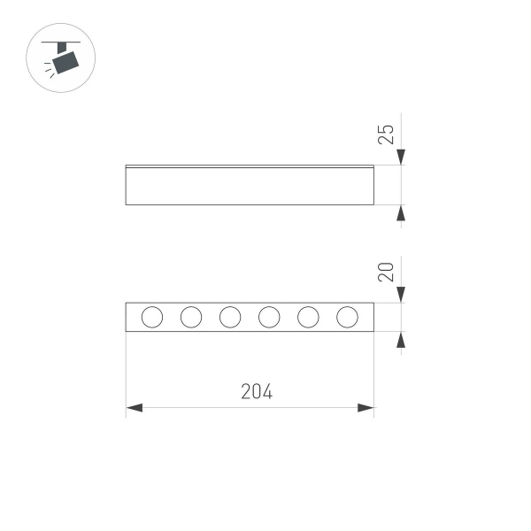 Трековый светодиодный светильник Arlight Mag-Dots-25-L200-6W Warm3000 046323 Трековый светодиодный светильник Arlight Mag-Dots-25-L200-6W Warm3000 046323