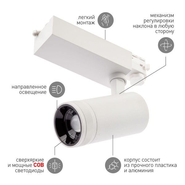 Трековый светодиодный светильник ЭРА STR-30-99-40K-W30 Б0049785 Трековый светодиодный светильник ЭРА STR-30-99-40K-W30 Б0049785