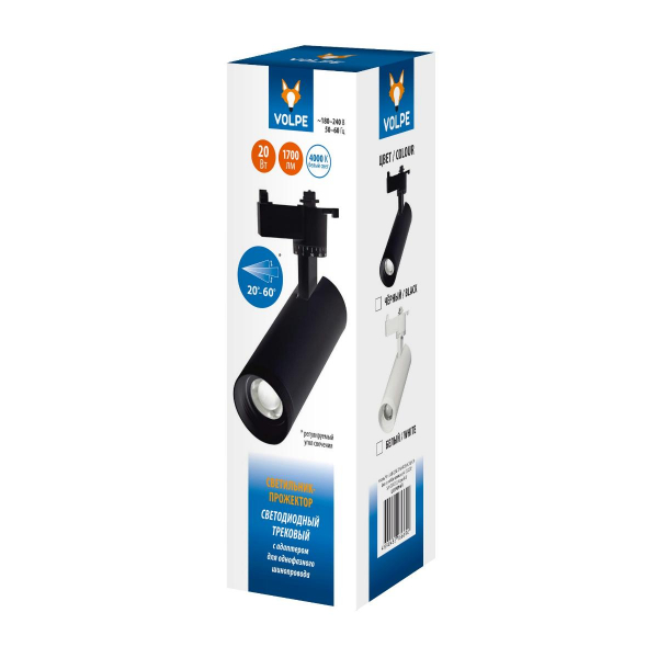 Трековый светодиодный светильник Volpe ULB-Q261 20W/4000K/AC BLACK UL-00009629 Трековый светодиодный светильник Volpe ULB-Q261 20W/4000K/AC BLACK UL-00009629