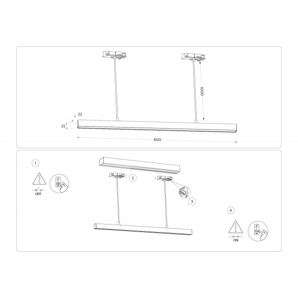 Подвесной трековый светодиодный светильник Ambrella light Track System GL6783 Подвесной трековый светодиодный светильник Ambrella light Track System GL6783