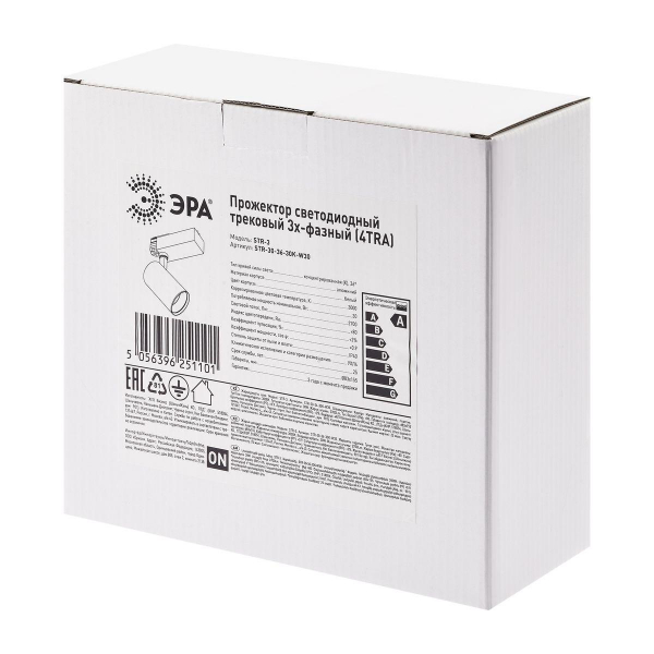 Трековый светодиодный светильник ЭРА SТR-30-36-30K-W30 Б0049773 Трековый светодиодный светильник ЭРА SТR-30-36-30K-W30 Б0049773