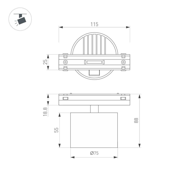 Трековый светодиодный светильник Arlight Mag-Vibe-Point-R75-10W Warm3000 044465 Трековый светодиодный светильник Arlight Mag-Vibe-Point-R75-10W Warm3000 044465