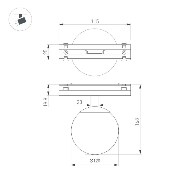 Трековый светодиодный светильник Arlight Mag-Vibe-Sfero-R120-6W Warm3000 044458 Трековый светодиодный светильник Arlight Mag-Vibe-Sfero-R120-6W Warm3000 044458