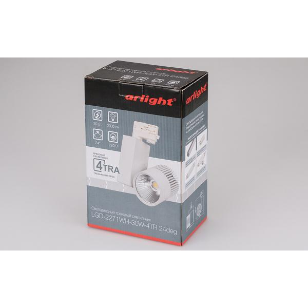 Трековый светодиодный светильник Arlight LGD-2271WH-30W-4TR Day White 24deg 022051 Трековый светодиодный светильник Arlight LGD-2271WH-30W-4TR Day White 24deg 022051