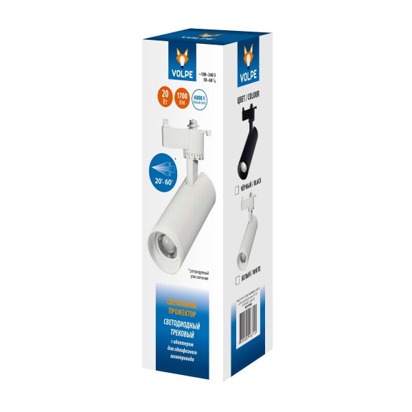 Трековый светодиодный светильник Volpe ULB-Q261 20W/4000K/AC WHITE UL-00009628 Трековый светодиодный светильник Volpe ULB-Q261 20W/4000K/AC WHITE UL-00009628
