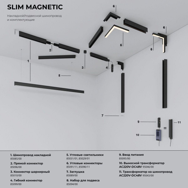 Трековый светодиодный светильник Elektrostandard Slim Magnetic 85000/01 a067372 Трековый светодиодный светильник Elektrostandard Slim Magnetic 85000/01 a067372