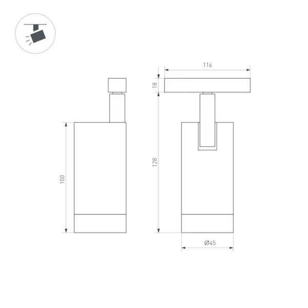 Трековый светодиодный светильник для магнитного шинопровода Arlight Mag-Orient-Spot-R45-12W Warm3000 035874 Трековый светодиодный светильник для магнитного шинопровода Arlight Mag-Orient-Spot-R45-12W Warm3000 035874