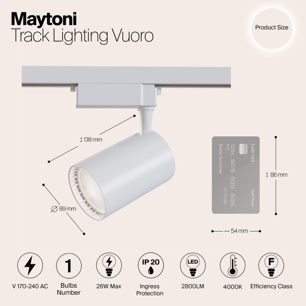 Трековый светильник Maytoni Technical TR003-1-30W4K-W