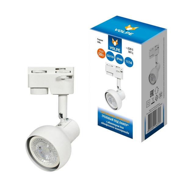 Трековый светильник Volpe UBL-Q322 GU10 WHITE UL-00009602 Трековый светильник Volpe UBL-Q322 GU10 WHITE UL-00009602