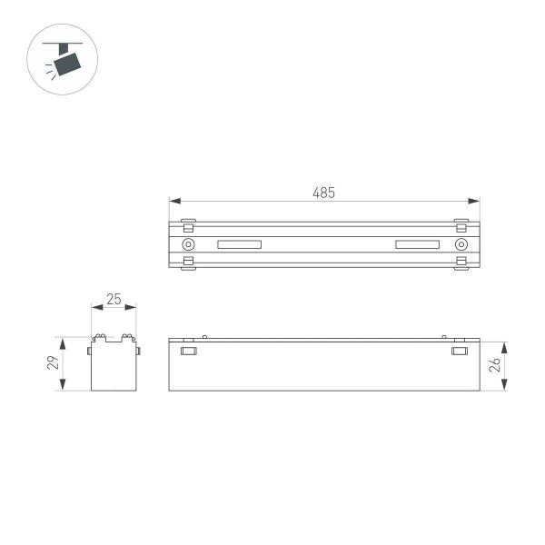 Трековый светодиодный светильник Arlight Mag-Vibe-Flat-L485-24W Day4000-Mix 045021 Трековый светодиодный светильник Arlight Mag-Vibe-Flat-L485-24W Day4000-Mix 045021