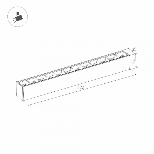 Трековый светодиодный светильник Arlight Mag-Laser-45-L320-12W Day4000 046525 Трековый светодиодный светильник Arlight Mag-Laser-45-L320-12W Day4000 046525