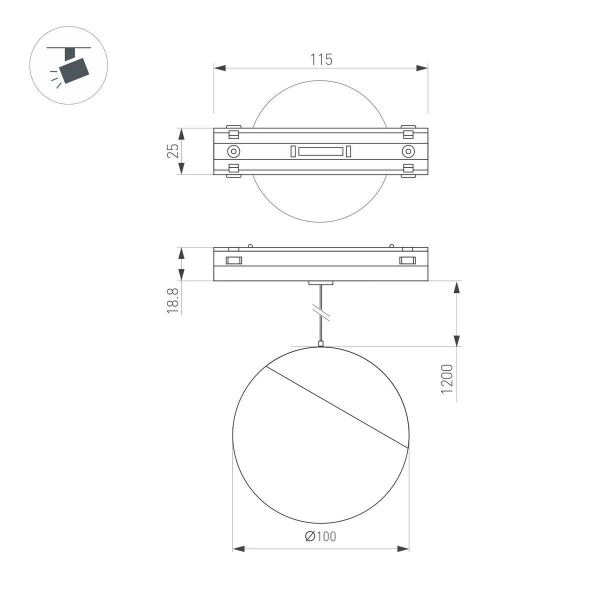 Трековый светодиодный светильник Arlight Mag-Vibe-Emisfero-Hang-R100-6W Day4000-Mix 045012 Трековый светодиодный светильник Arlight Mag-Vibe-Emisfero-Hang-R100-6W Day4000-Mix 045012