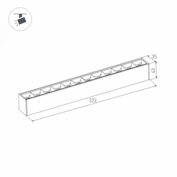 Трековый светодиодный светильник для магнитного шинопровода Arlight Mag-Laser-45-L320-12W Warm3000 026937 Трековый светодиодный светильник для магнитного шинопровода Arlight Mag-Laser-45-L320-12W Warm3000 026937
