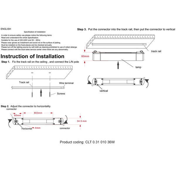Трековый светодиодный светильник Crystal Lux CLT 0.31 010 36W BL T4000K