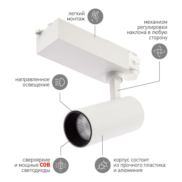 Трековый светодиодный светильник ЭРА SТR-30-36-30K-W20 Б0049772 Трековый светодиодный светильник ЭРА SТR-30-36-30K-W20 Б0049772