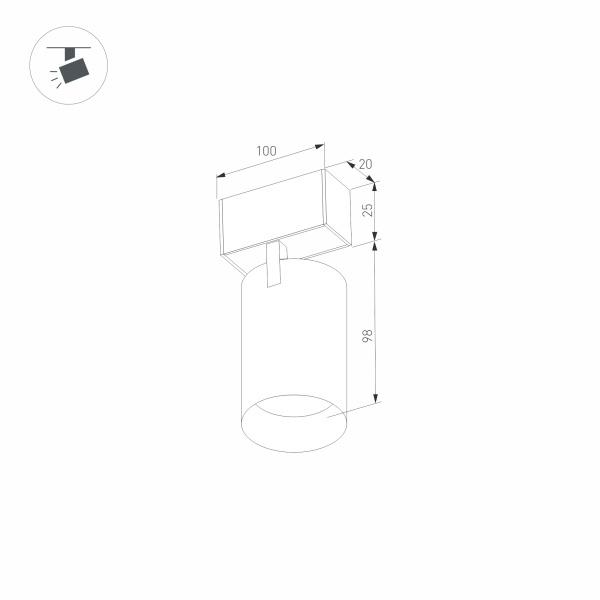 Трековый светодиодный светильник для магнитного шинопровода Arlight Mag-Spot-25-R90-9W Warm3000 033677 Трековый светодиодный светильник для магнитного шинопровода Arlight Mag-Spot-25-R90-9W Warm3000 033677